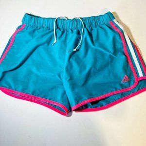 Adidas Climalite Marathon 10 blue pink Lined Athletic Shorts Small Womens